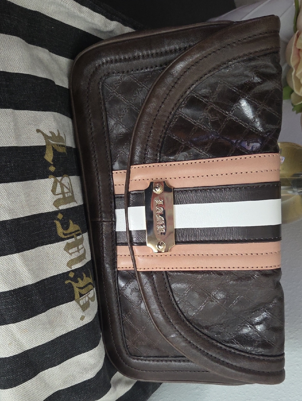 L.A.M.B Vintage clutch. NWT dark brown
